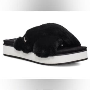 KOOLABURRA By UGG Roubie Fuzz Black Slides Size 8 NEW
